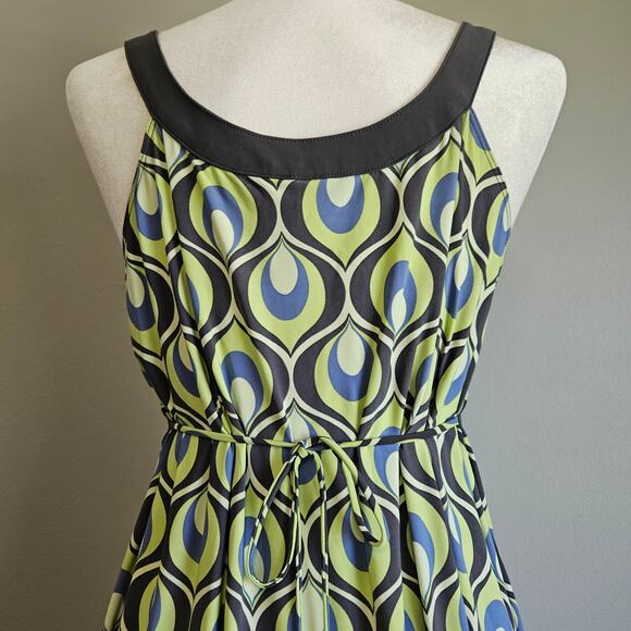 Ambrielle Dress Size Large Sleeveless Scoop Neck Peacock Print Retro Y2K Stretch - Picture 4 of 9